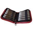 Taschenapotheke aus Rindleder für 12 Röhrchen rot
