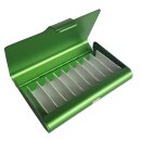 Homöopathie Alu Etui für 9 Röhrchen grün mit Braunglasröhrchen