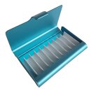 Homöopathie Alu Etui für 9 Röhrchen blau mit Klarglasröhrchen