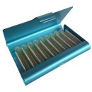 Homöopathie Alu Etui für 9 Röhrchen blau mit Klarglasröhrchen