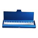 Homöopathie Alu Etui für 17 Röhrchen dunkelblau mit Braunglasröhrchen