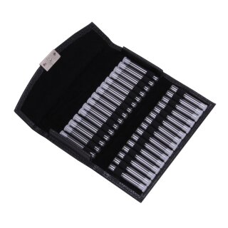 Taschenapotheke Serano für 30 Glasröhrchen schwarz mit Klarglasröhrchen