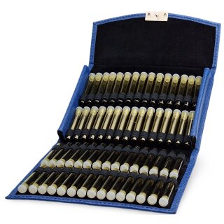 Taschenapotheke für 60 Glasröhrchen blau mit Braunglasröhrchen