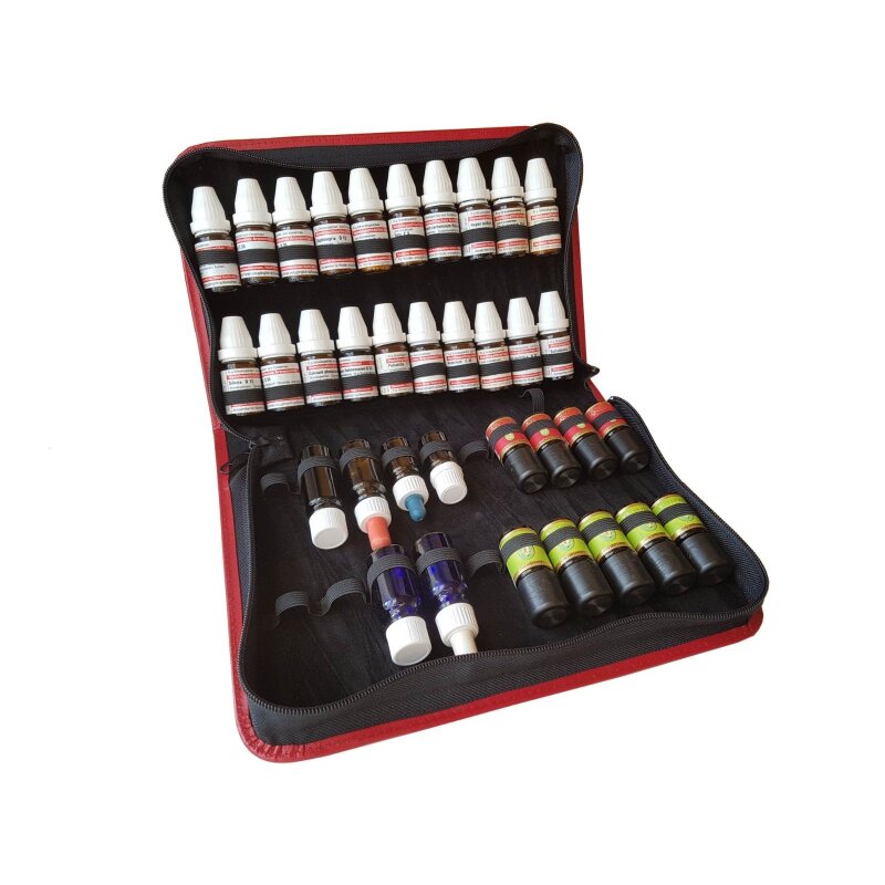 Flaschen Etui fr 5 und 10 ml Flaschen, 40 Schlaufen rot - Homopathi