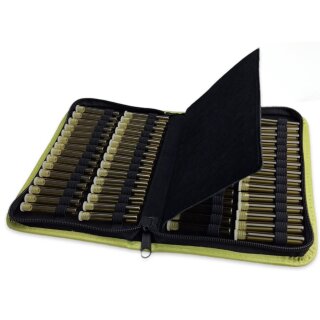 Taschenapotheke aus Rindleder für 60 Glasröhrchen - pistazie mit Braunglasröhrchen