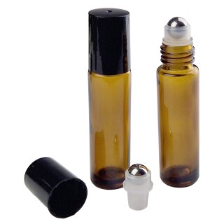 Roll-On Flasche 10 ml Braunglas mit Stahlkugel